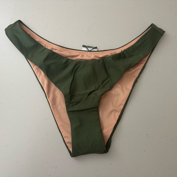 J.Crew Curved Waist Cheeky Swim Bikini Bottom Size XS Olive Green - Picture 3 of 8